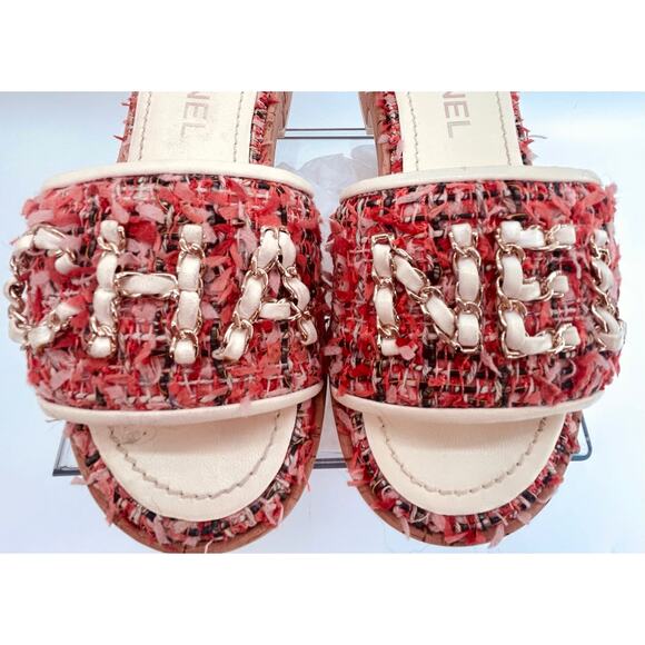 Authentic Chanel Pink Tweed Slides EU 35 US 5 21C - Picture 6 of 7